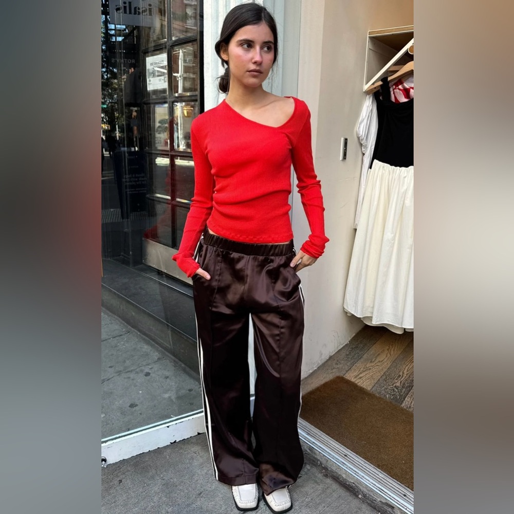 Stylish Brown Trousers with White Stripes